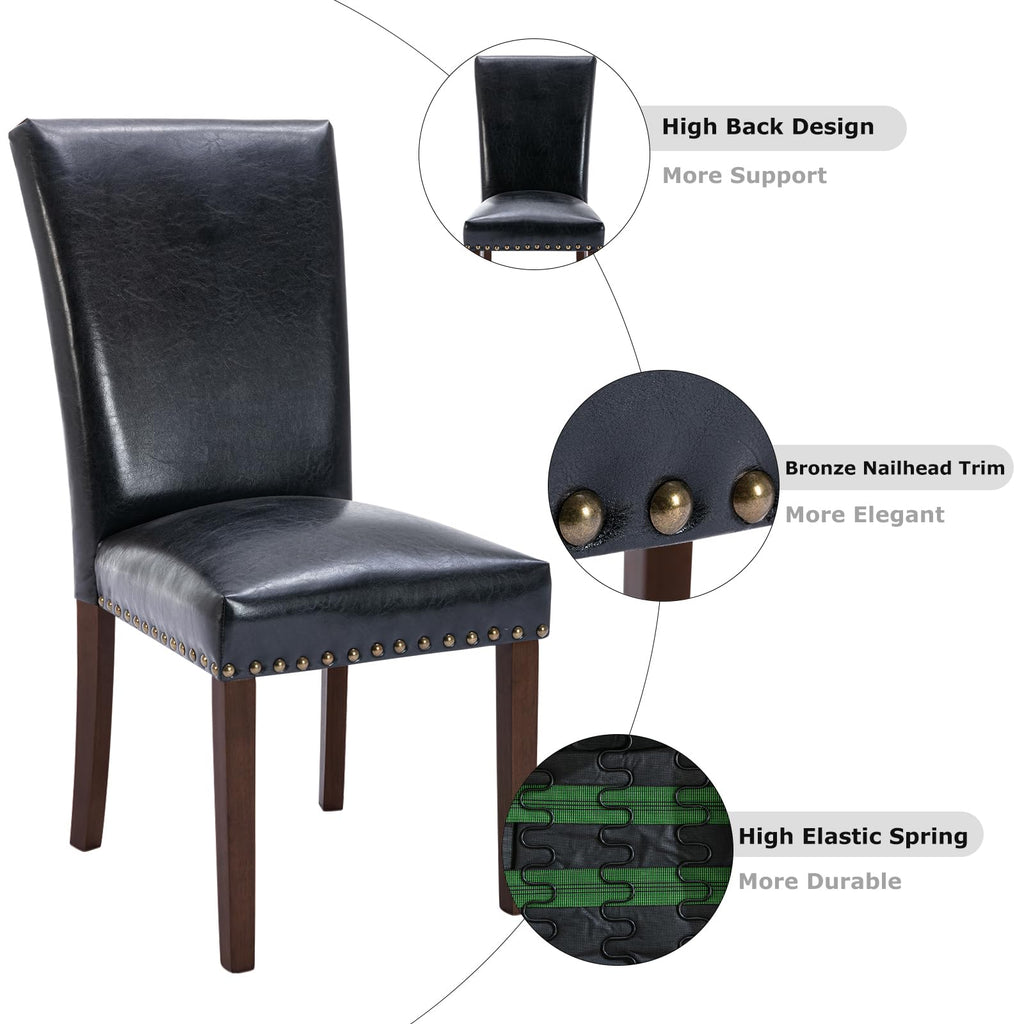 Black PU Leather Upholstered Dining Chairs Set of 6 Q601893