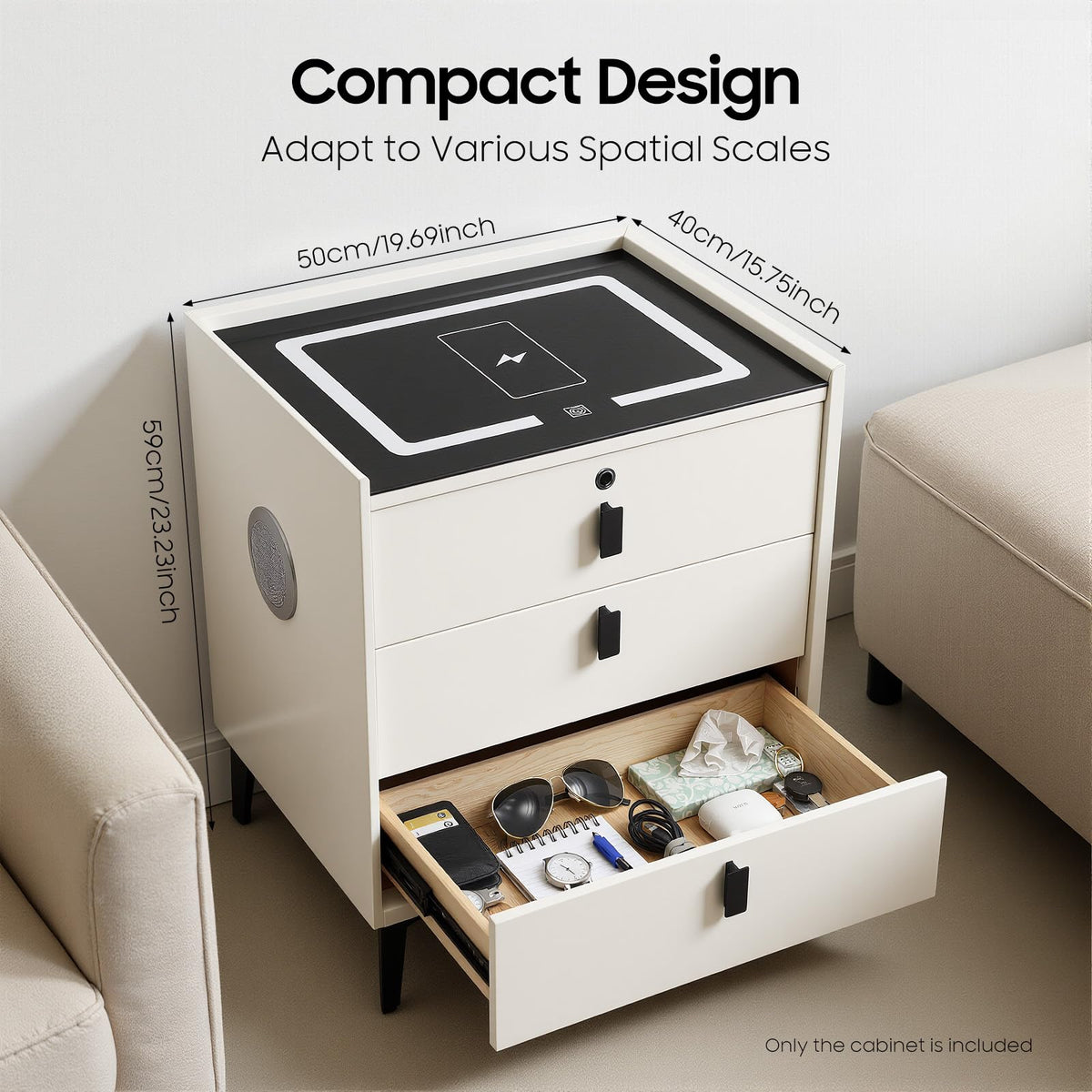 Bedside Table with Wireless Charging and Bluetooth Speaker K4696
