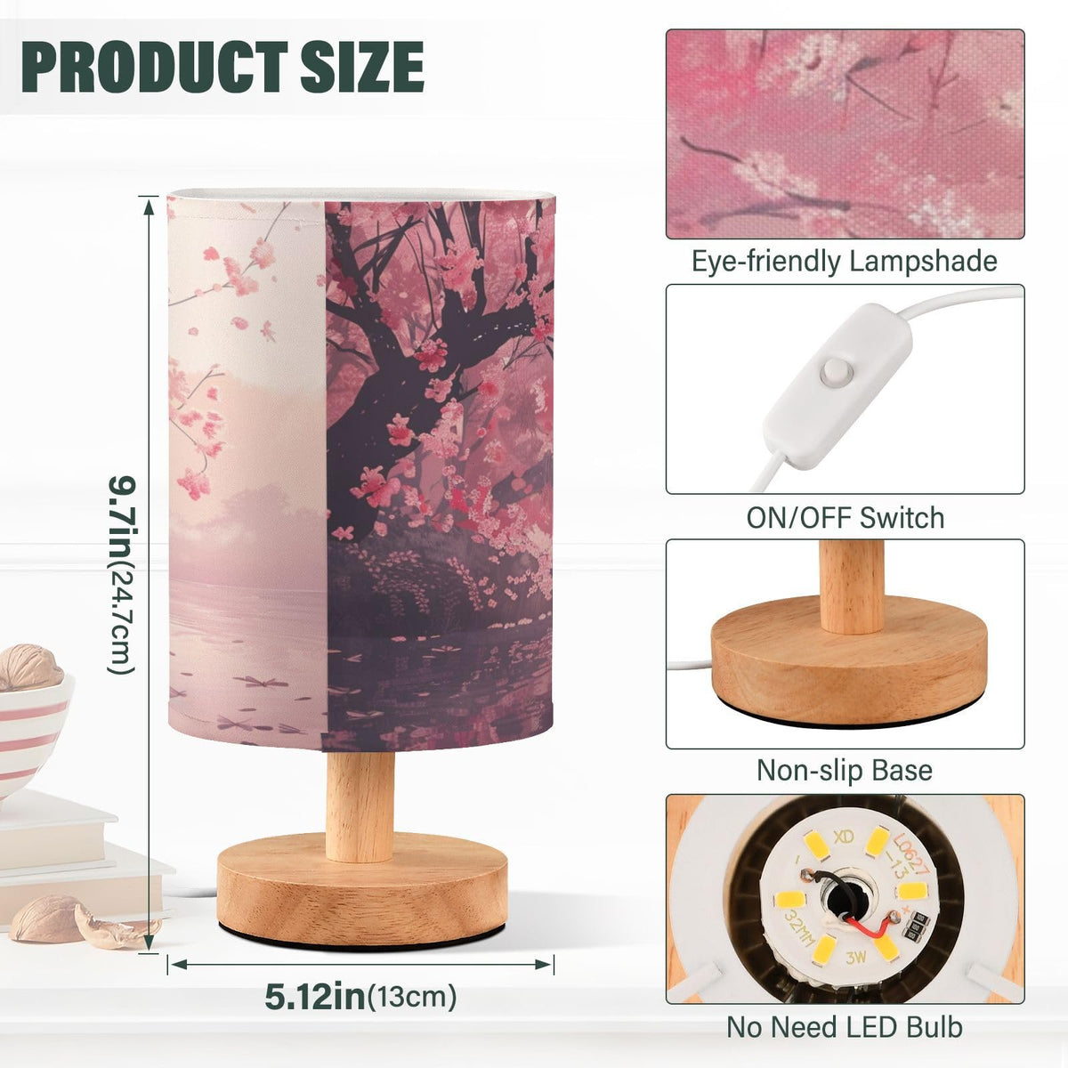 Pink Floral Bedside Table Lamp P78334