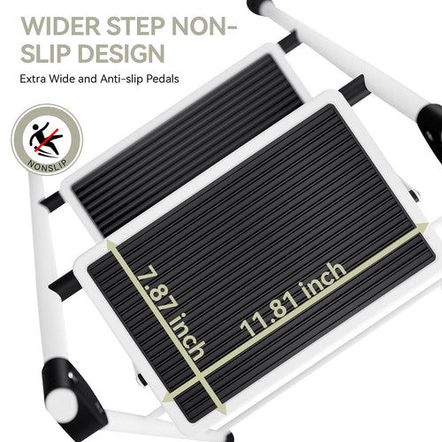 2 Step Folding Step Stool with Handrails White D441667