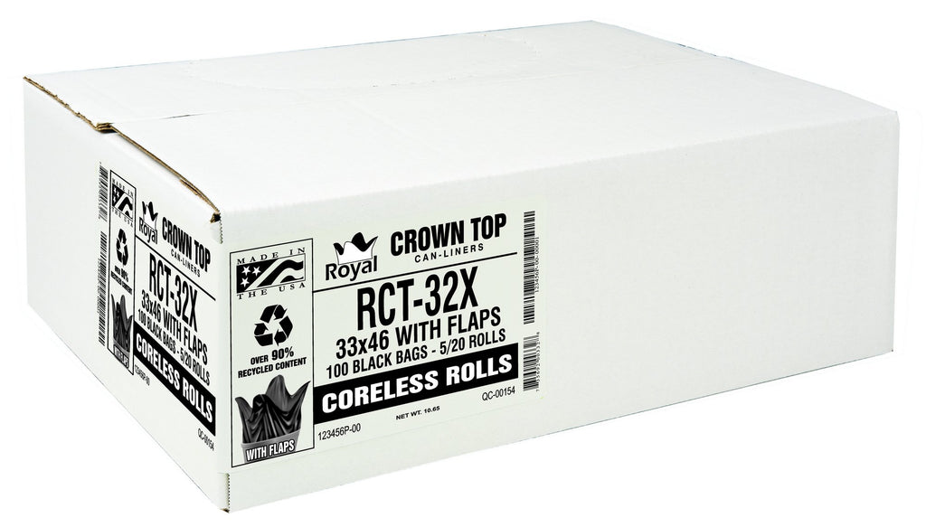 Black 40-45 Gal Coreless Roll Trash Bags Y8313