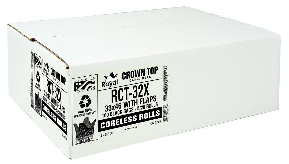 Black 40-45 Gal Coreless Roll Trash Bags Y8313