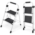 2 Step Folding Step Stool with Handrails White D441667