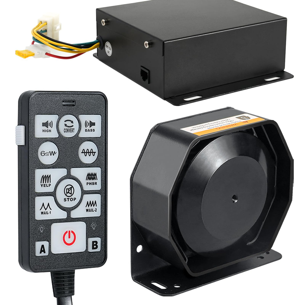 200W Emergency Slim Horn Speaker Siren PA System with Handheld Microphone P141214