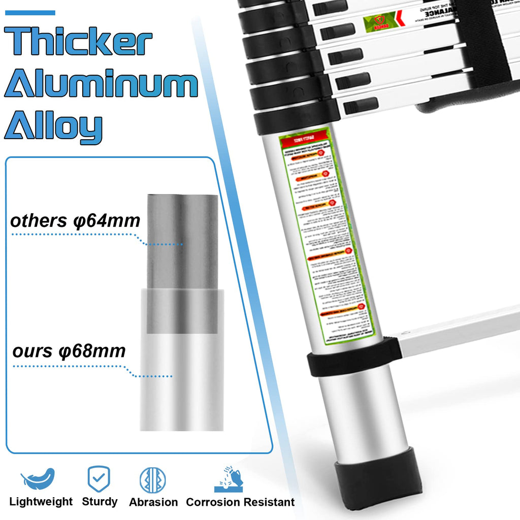 10.5 ft Aluminum Telescopic Ladder with Non-Slip Feet X645