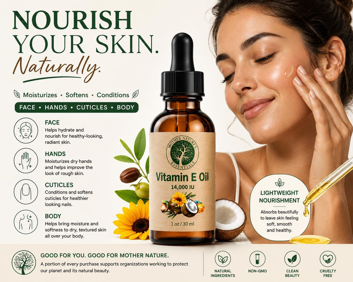Vitamin E Oil with Jojoba & Coconut Oils + Vitamin C, 1 oz (2-Pack) Z309