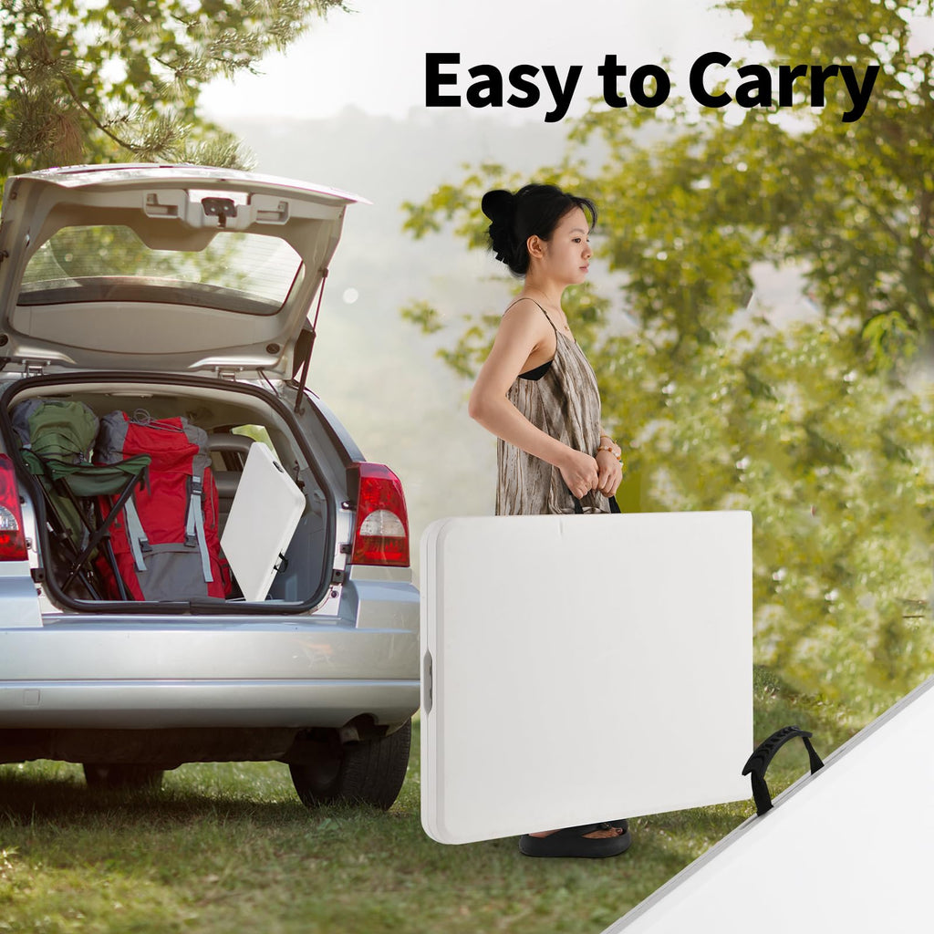 White Portable Folding Table with Carrying Handle K412
