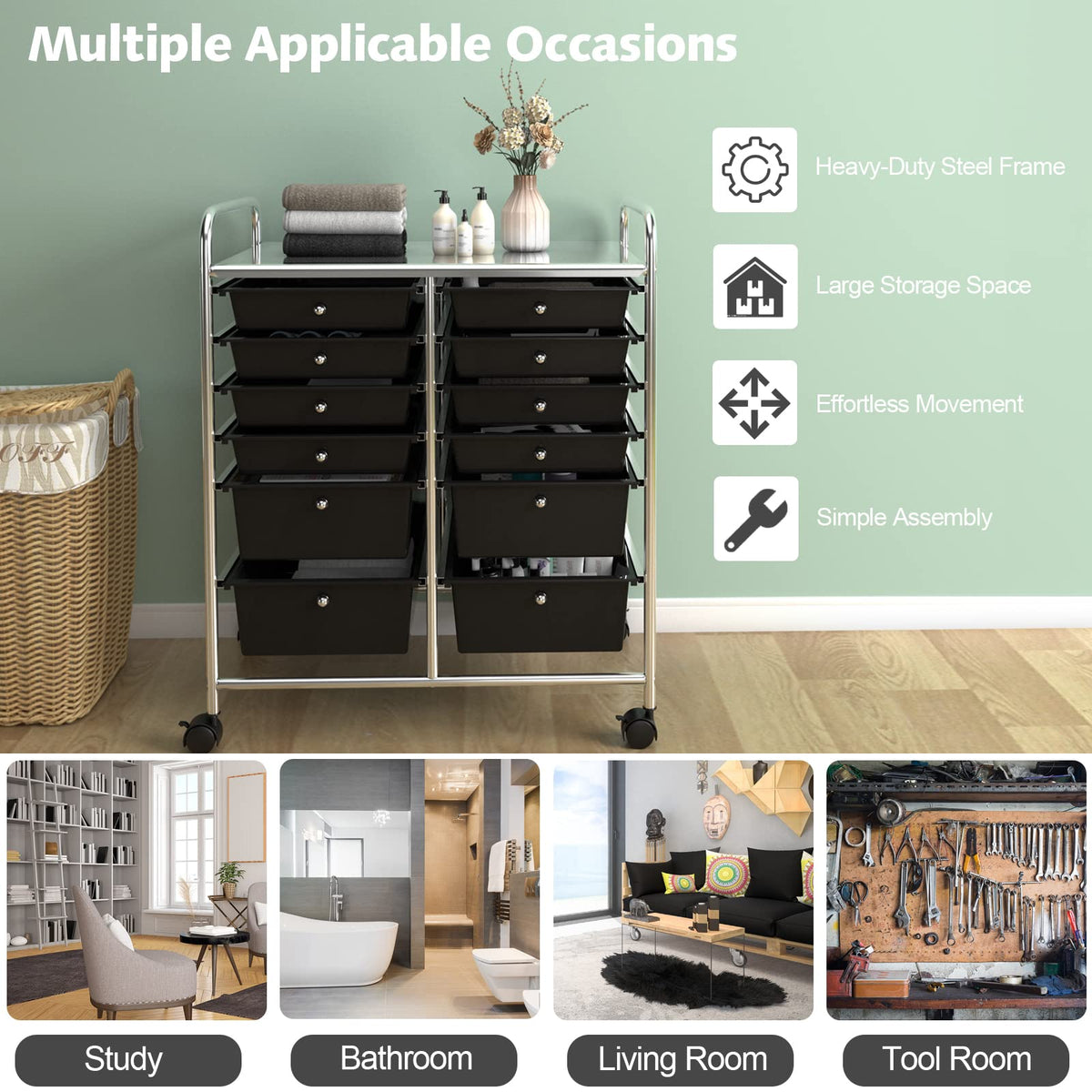 12 Drawer Rolling Storage Cart C684