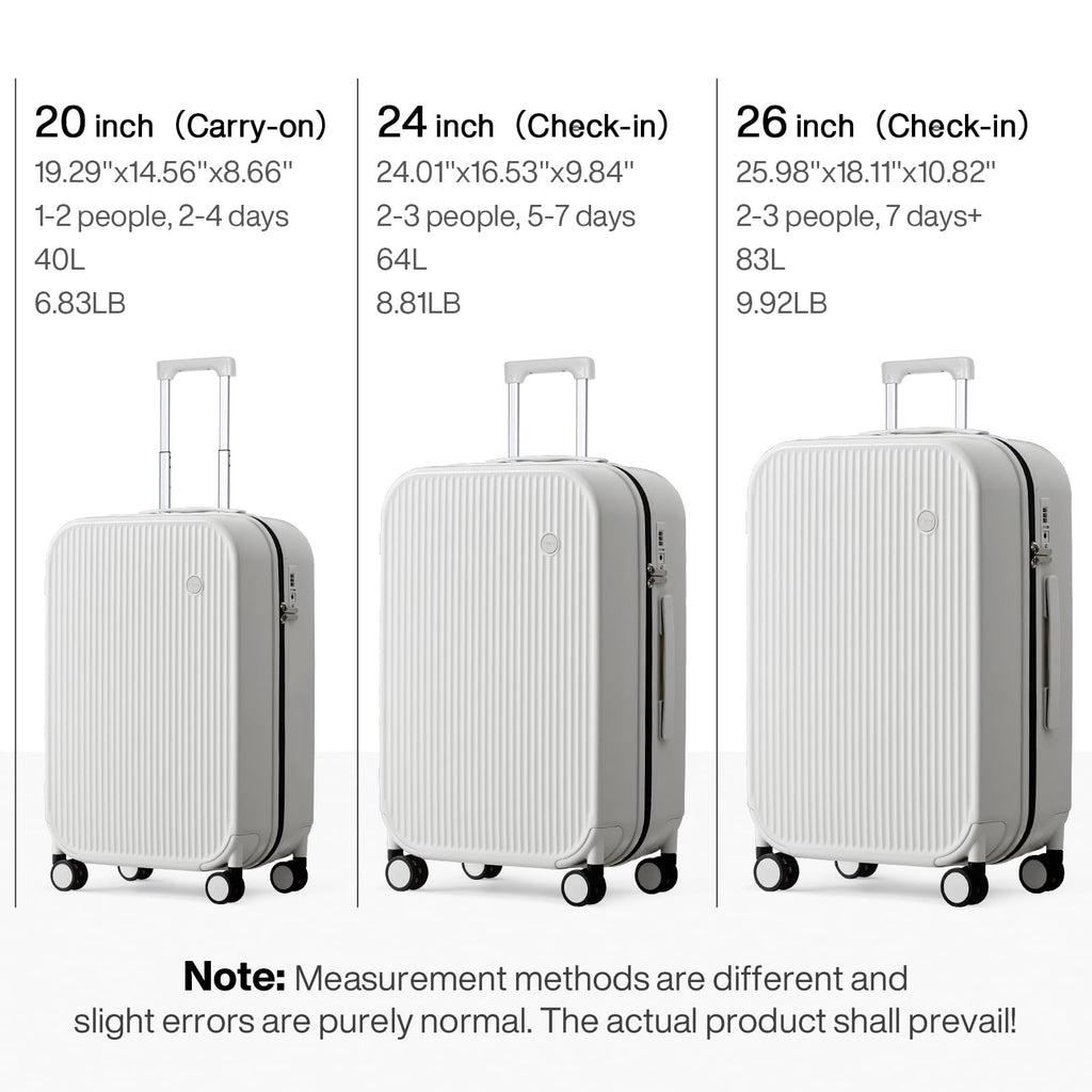 20 Inch Carry On Luggage PC Hardside Suitcases with Wheels & TSA W87815