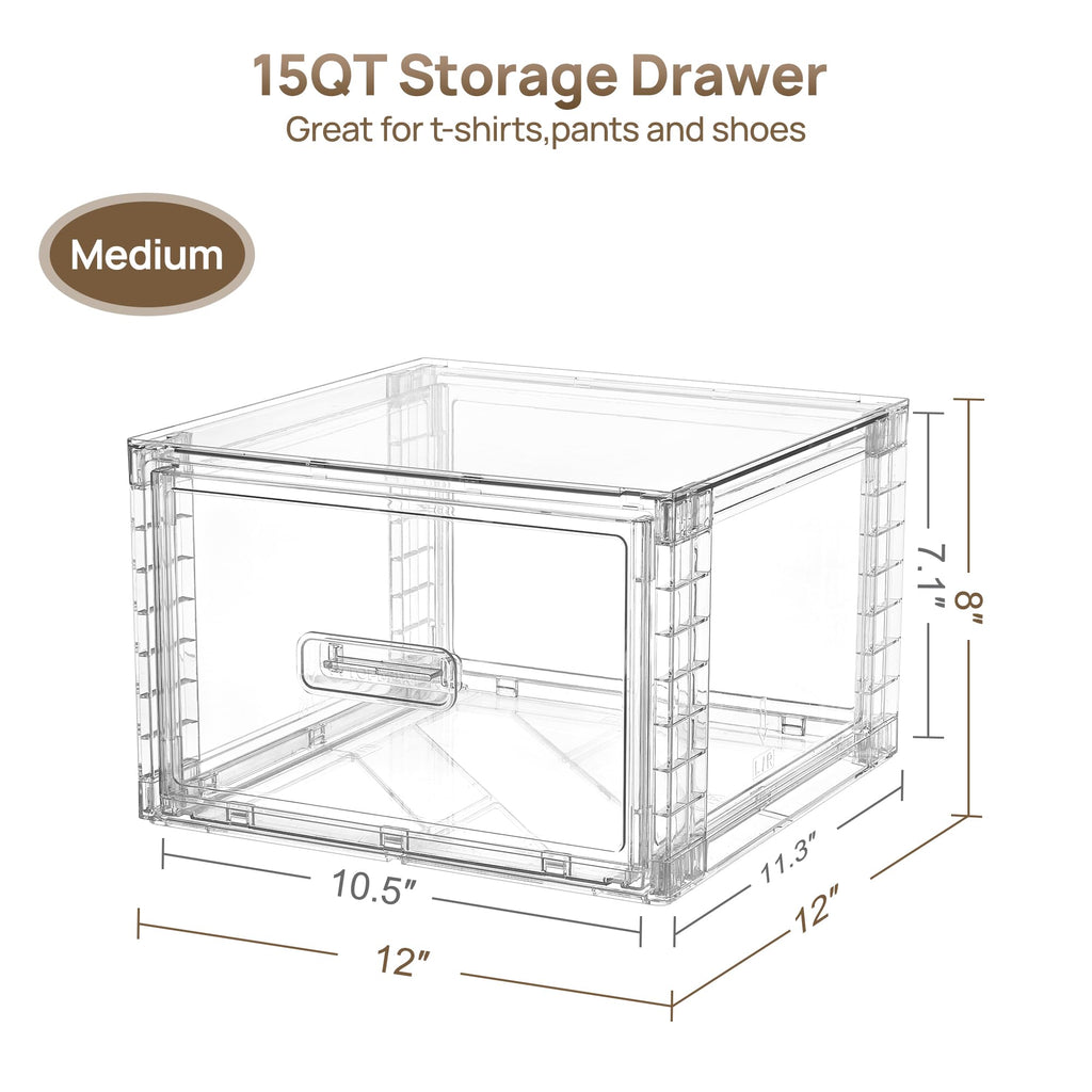 Clear Stackable Storage Drawers 4 Pack 15QT L74834