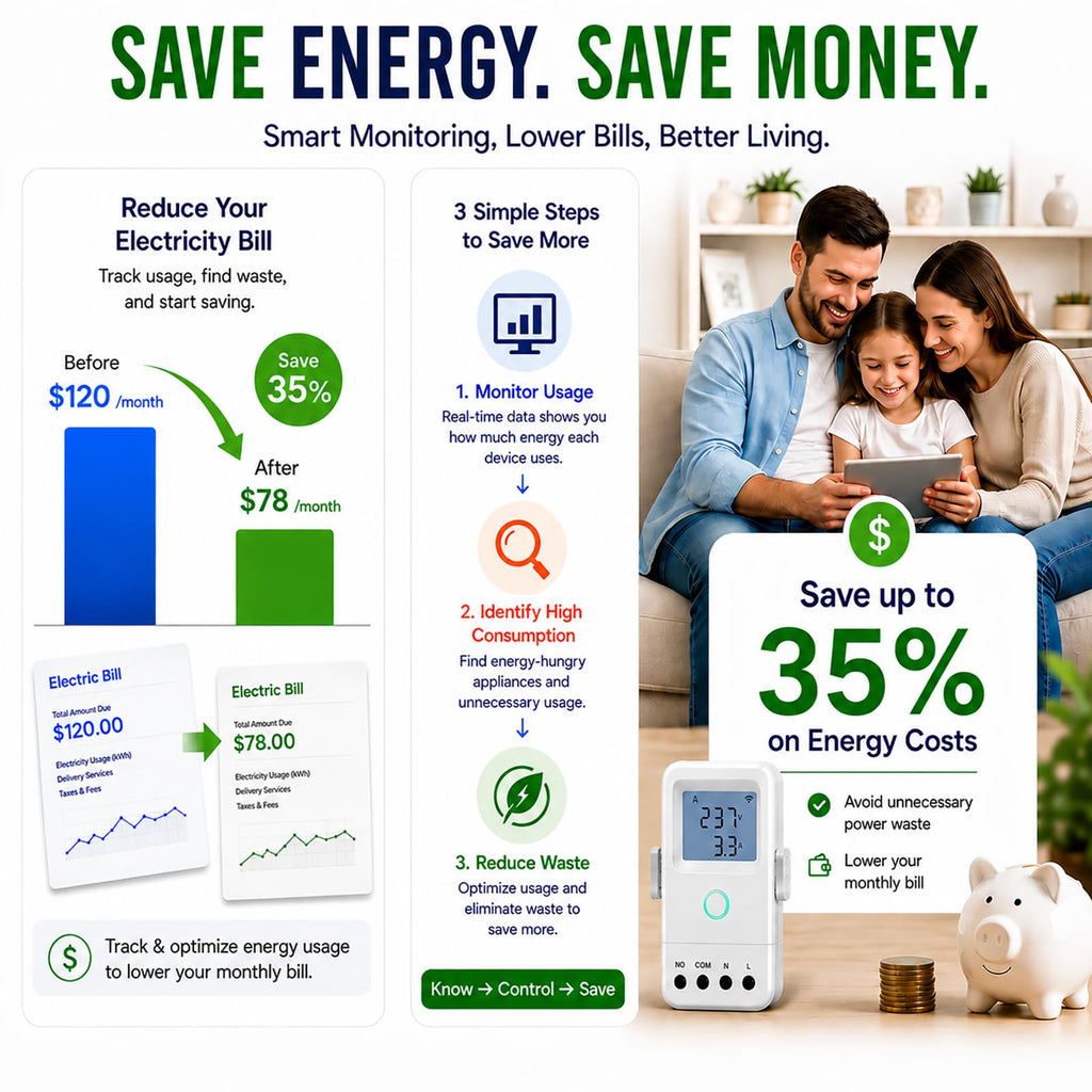 WiFi Home Energy Monitor with 3 80A CT Clamps B531811