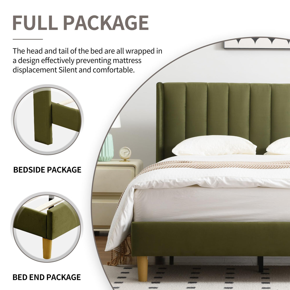Queen Bed Frame with Upholstered Headboard J69759