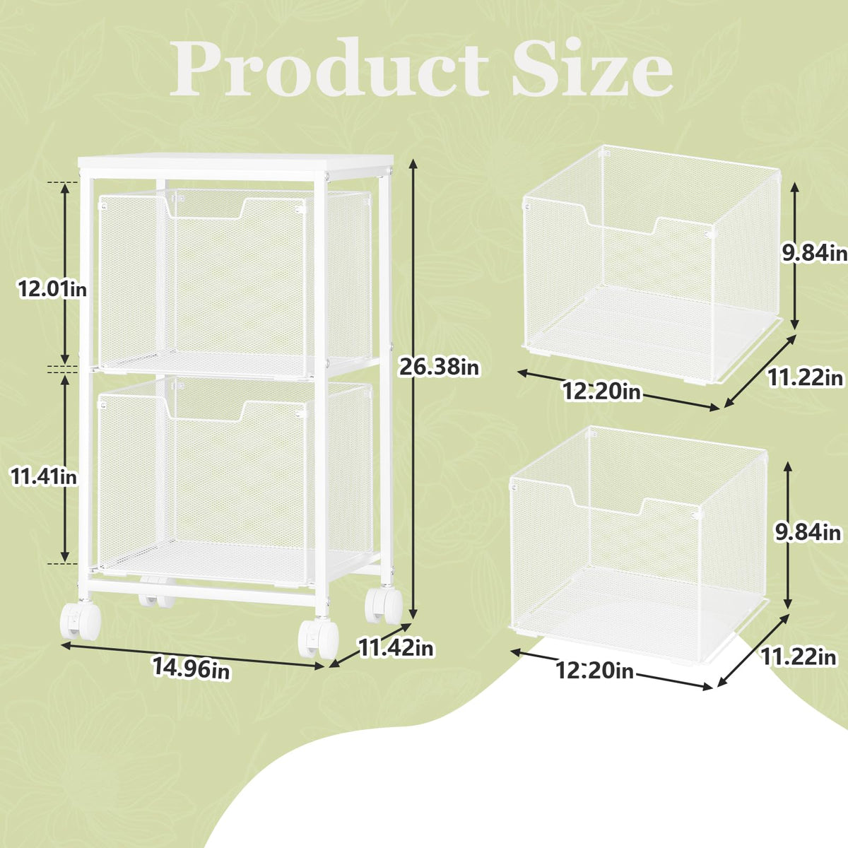 Rolling File Cart with 2 Storage Drawers L5515