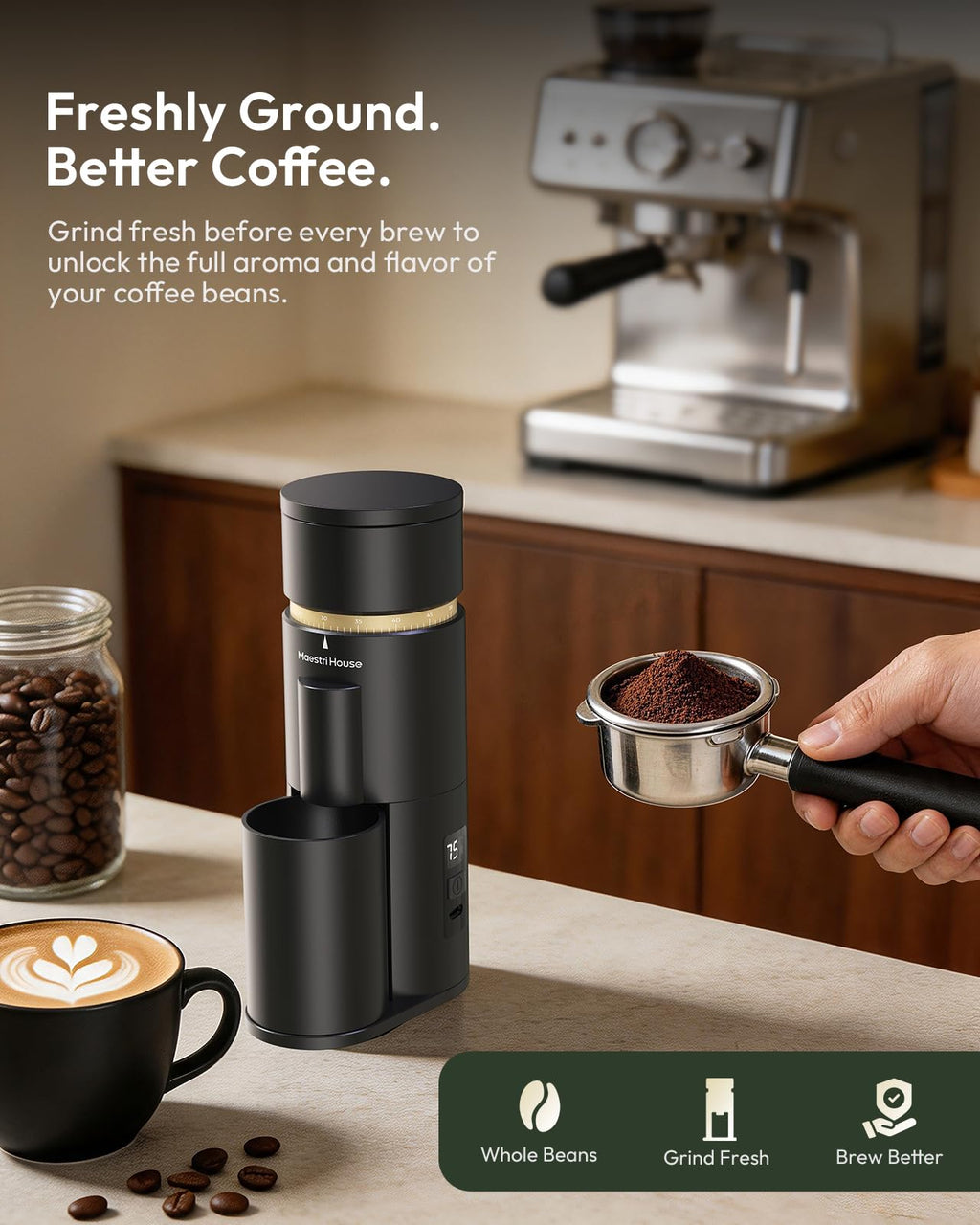 Rechargeable Single-Dose Burr Coffee Grinder H677425