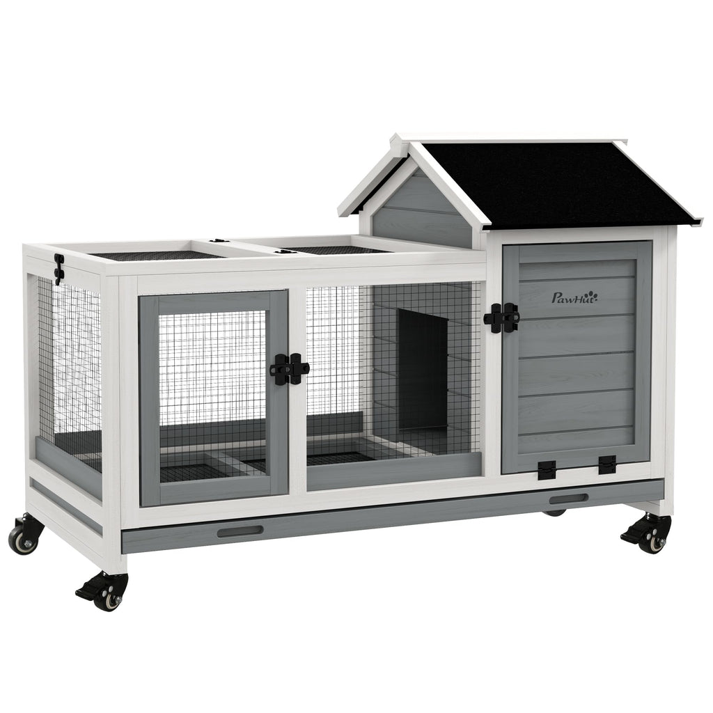 Wooden Rabbit Hutch with Wheels A423628