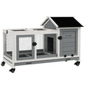 Wooden Rabbit Hutch with Wheels A423628