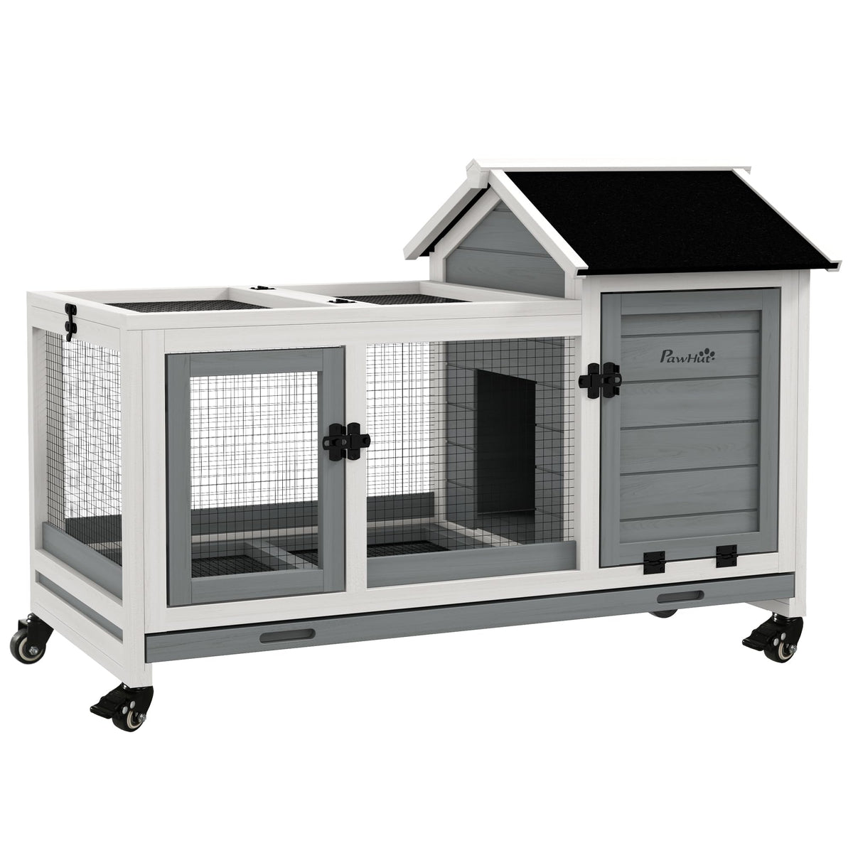 Wooden Rabbit Hutch with Wheels A423628