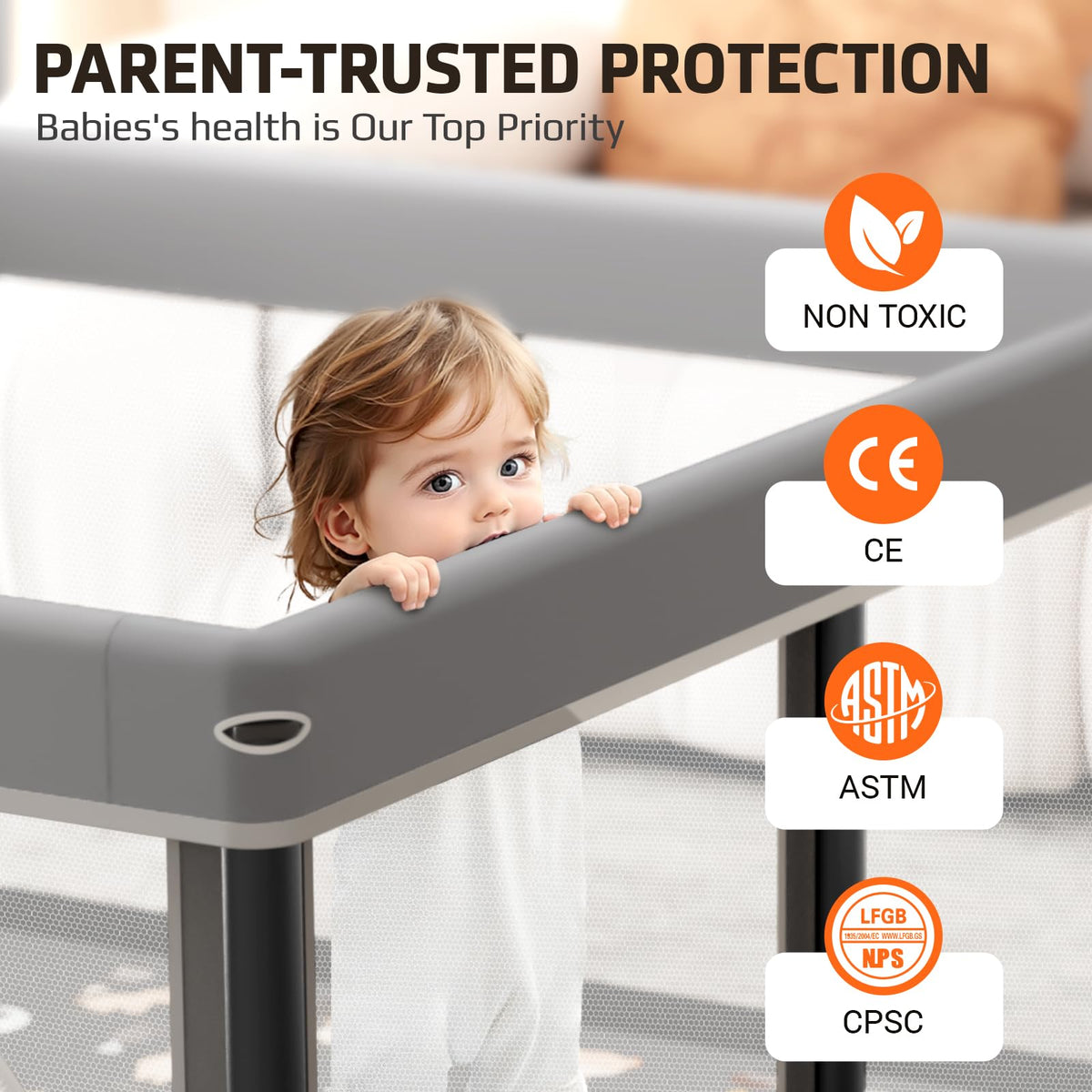Foldable Baby Playpen with Mat and Travel Pack T772