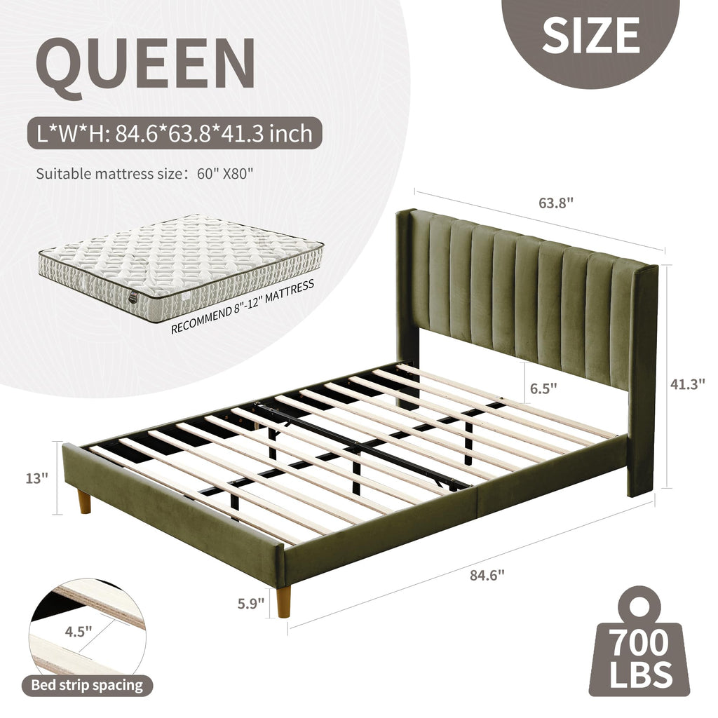 Queen Bed Frame with Upholstered Headboard J69759