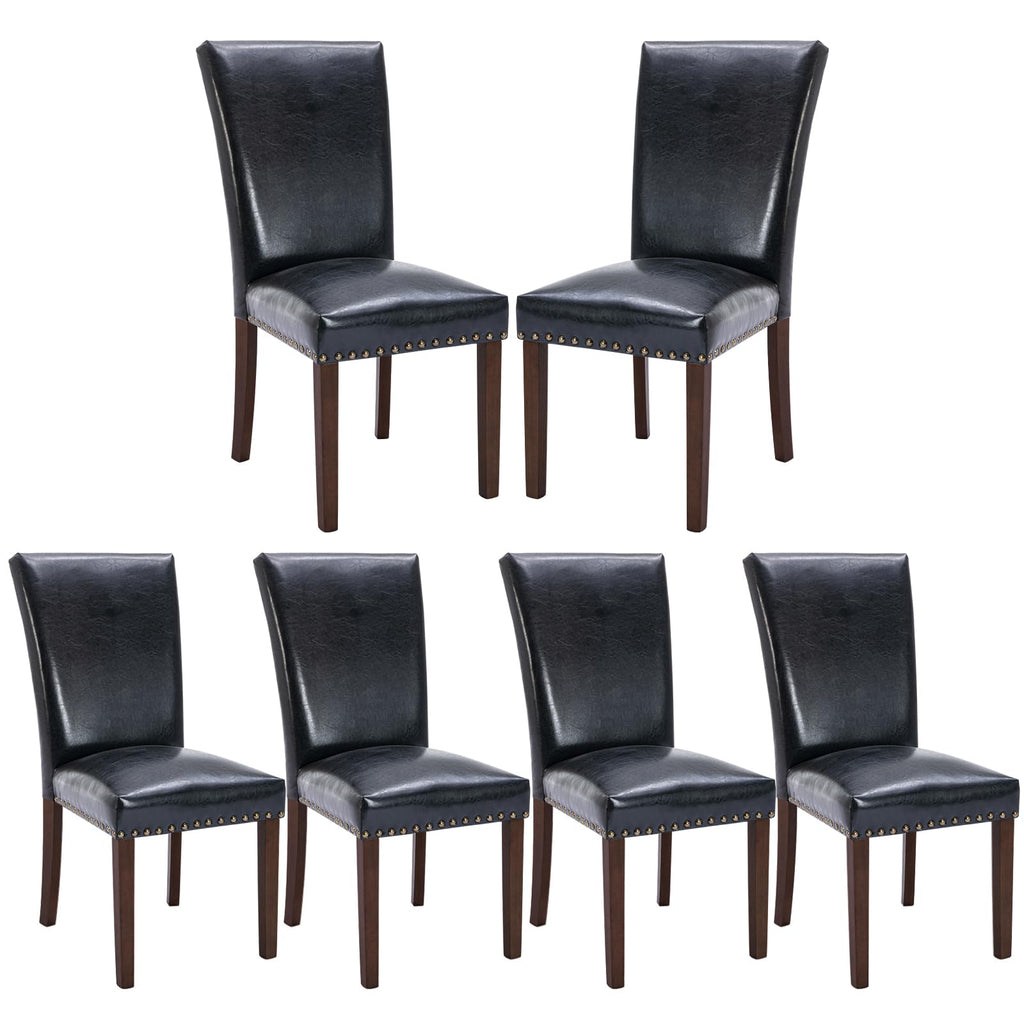 Black PU Leather Upholstered Dining Chairs Set of 6 Q601893