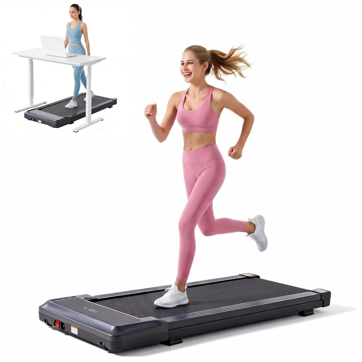 Black Portable 3-in-1 Walking Pad Treadmill I667309