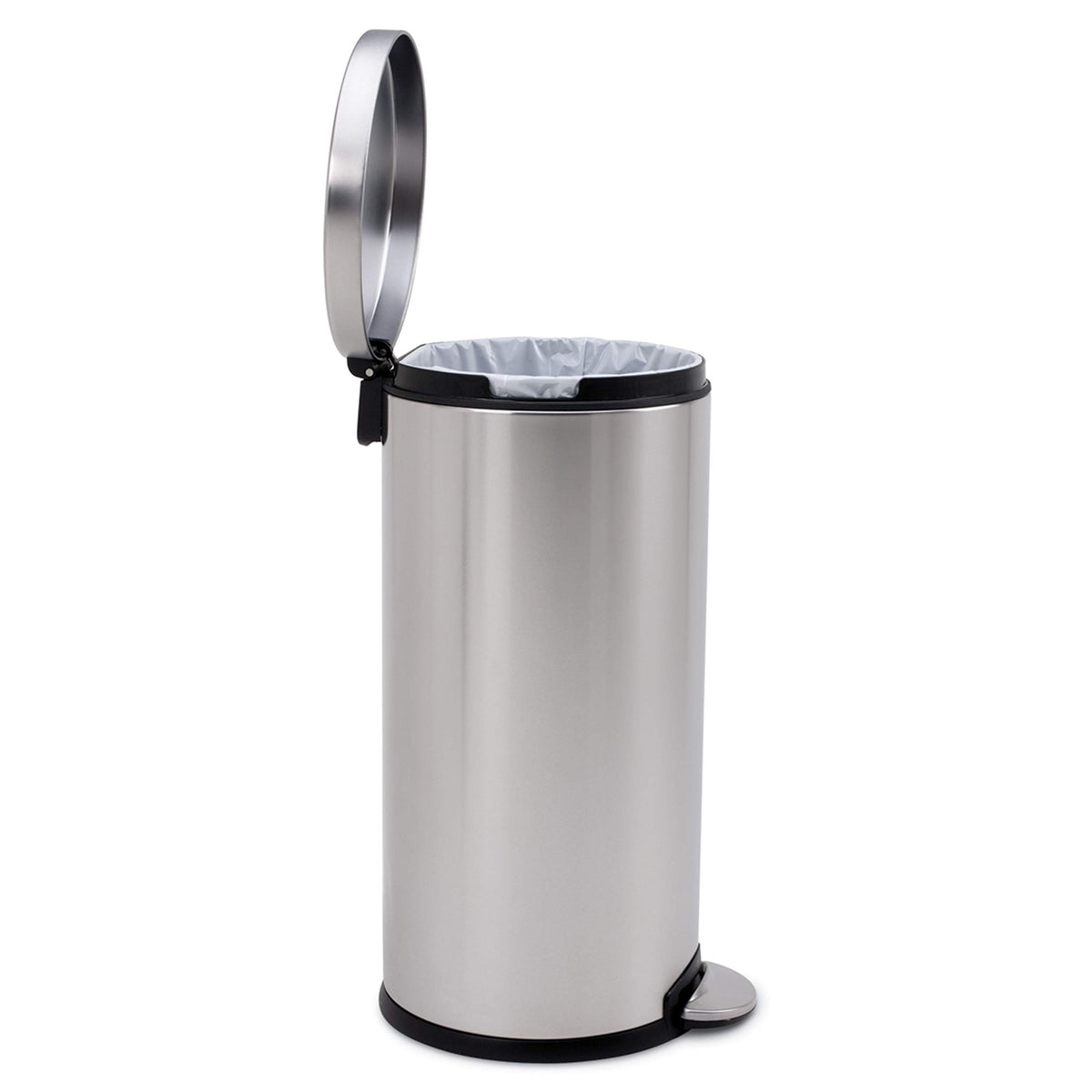 30L Brushed Stainless Steel Round Step Trash Can S919