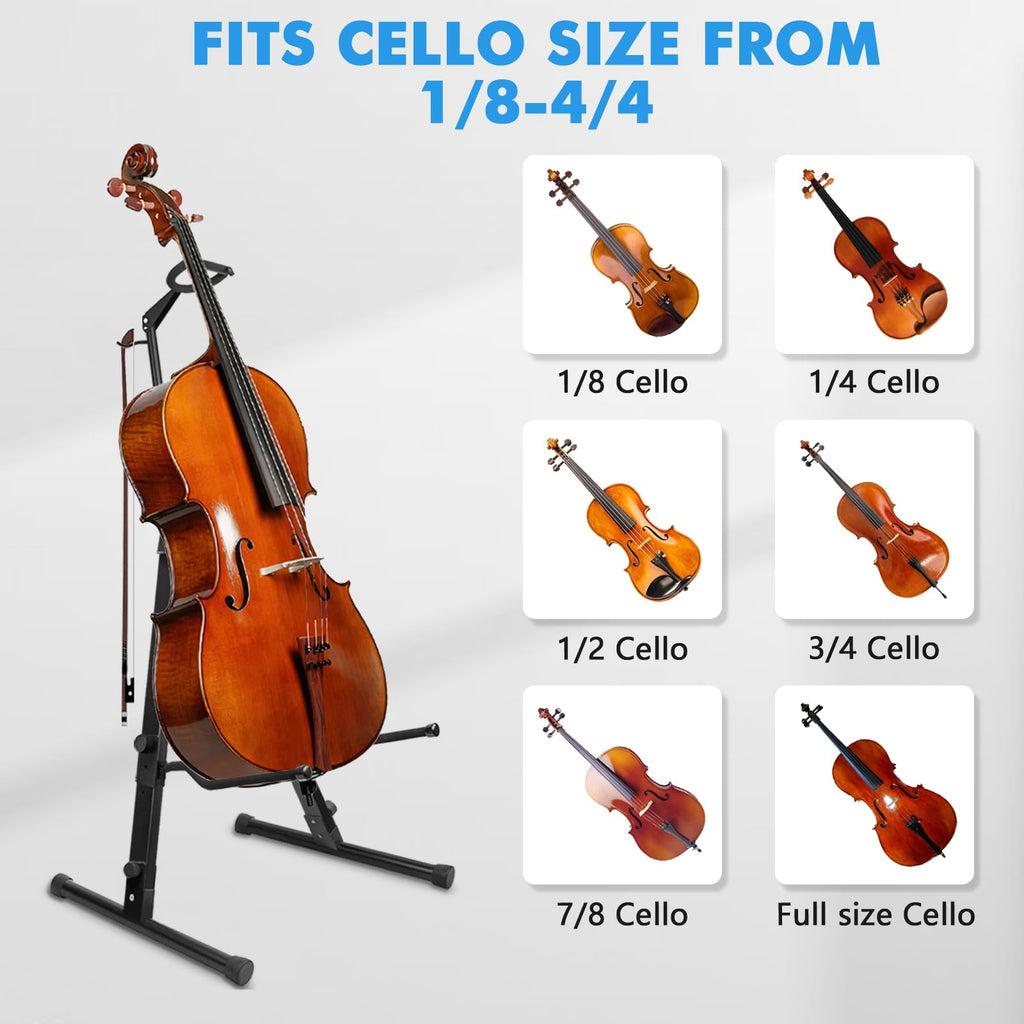 Heavy Duty Adjustable Steel Cello Stand with Bow Hook Z37534