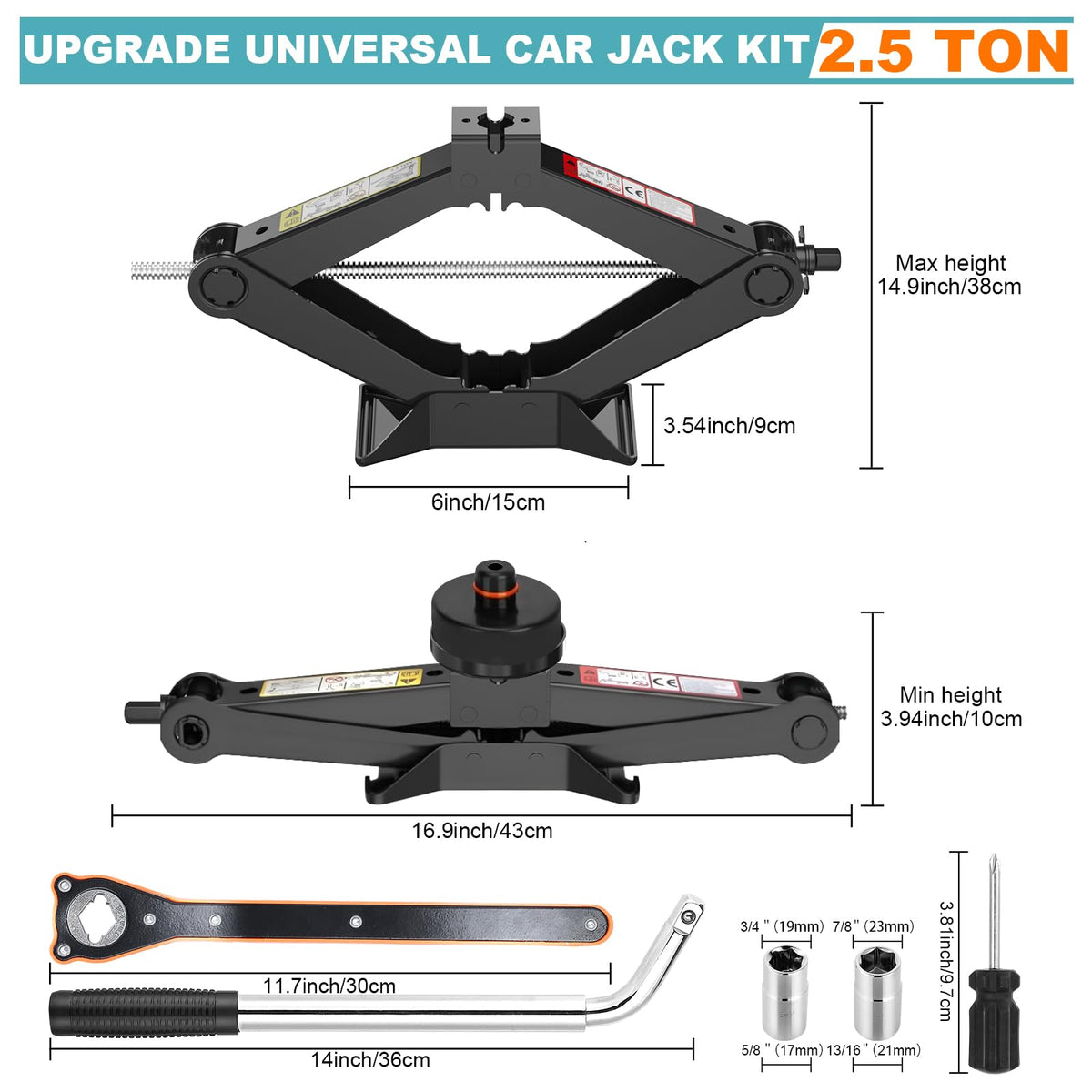 Scissor Jack Kit with Lug Wrench and Jack Pad B8745