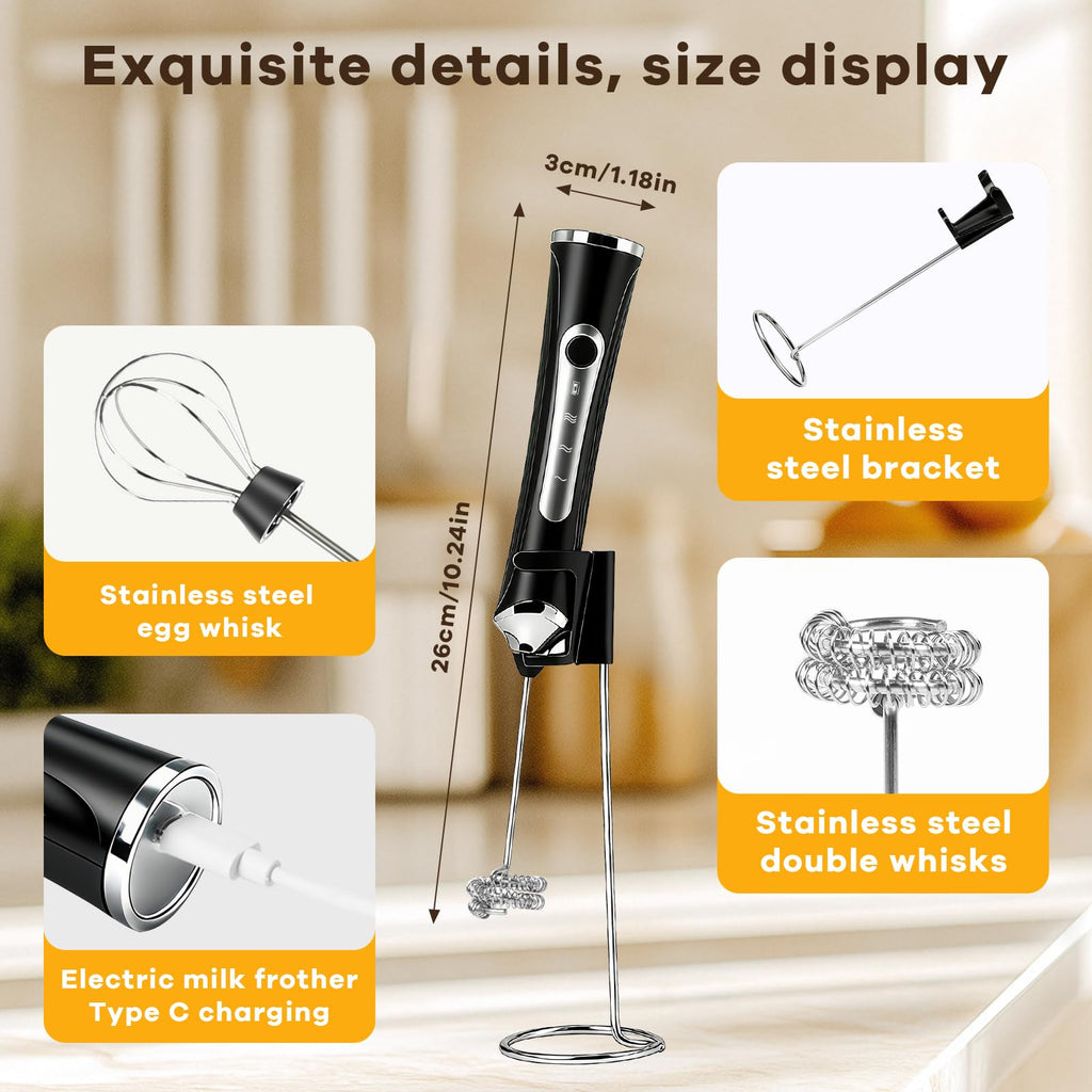 Handheld Rechargeable Milk Frother with Stand A1495