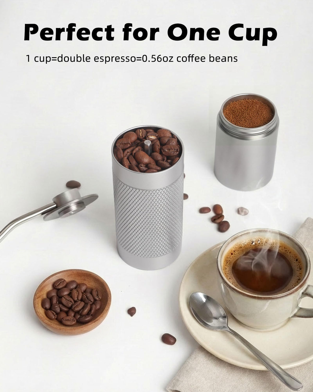 Manual Stainless Steel Conical Burr Coffee Grinder with Adjustable Settings Z225181
