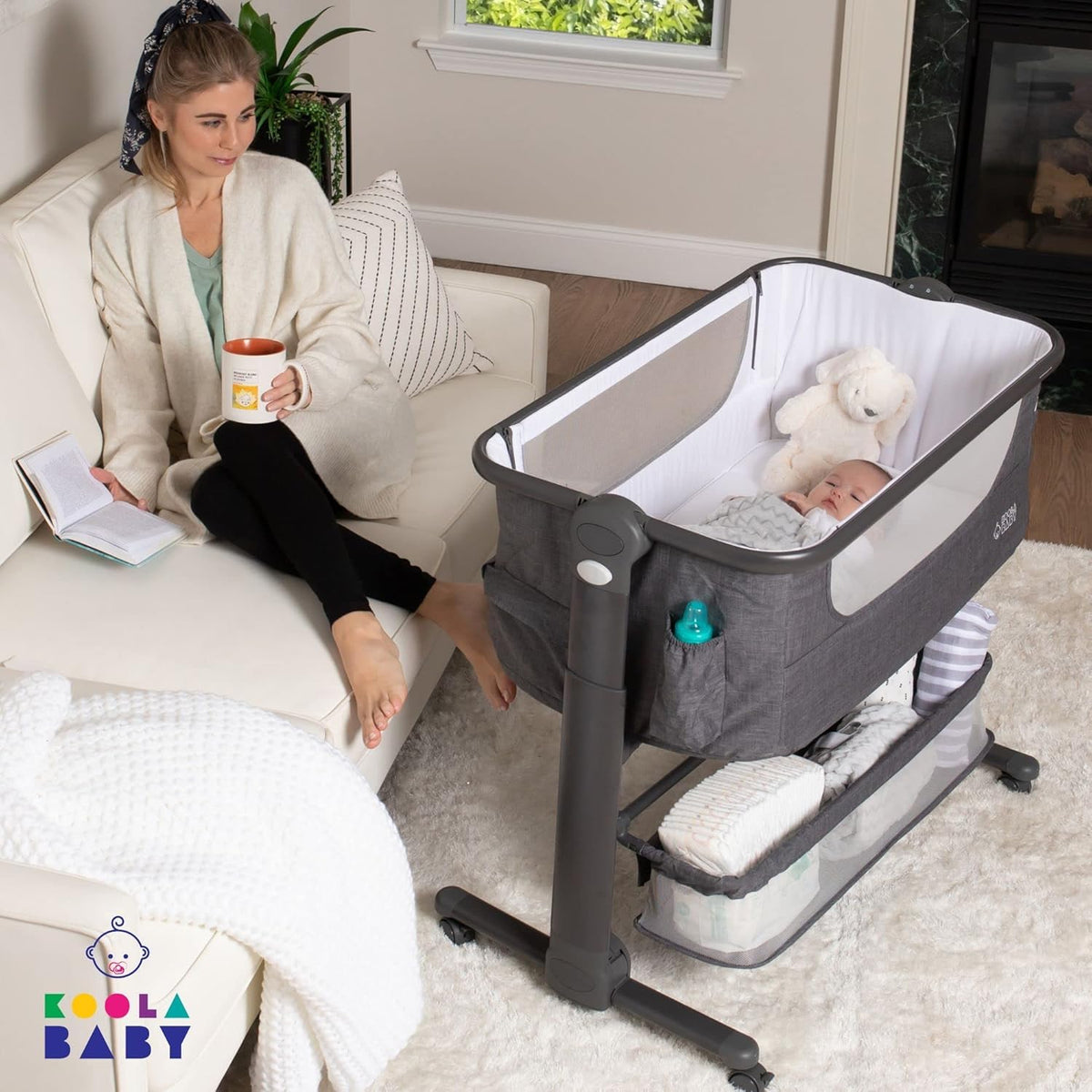 Baby Bassinet Bedside Sleeper Portable Crib with Storage Basket P85071