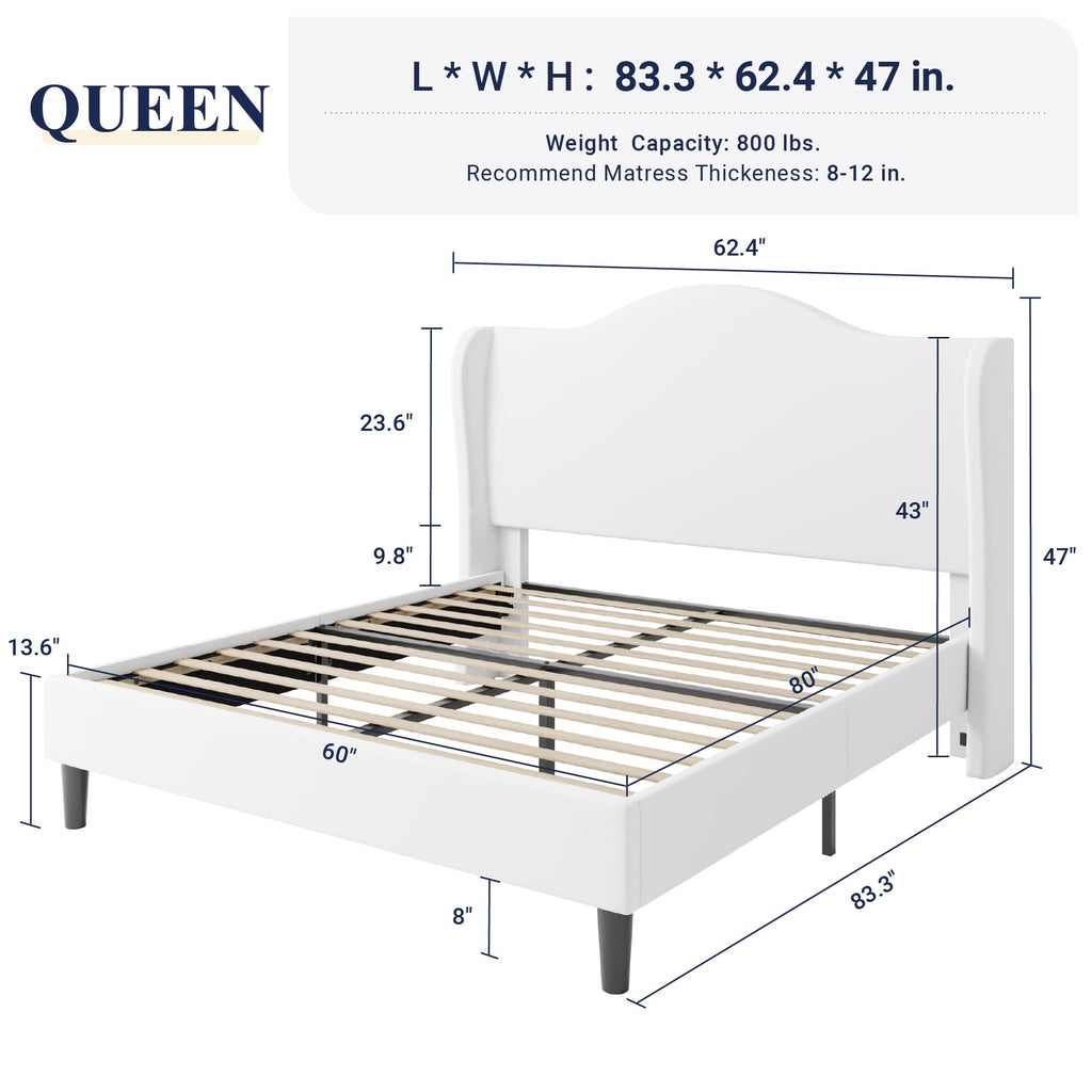 Queen Size White Velvet Bed Frame L18763