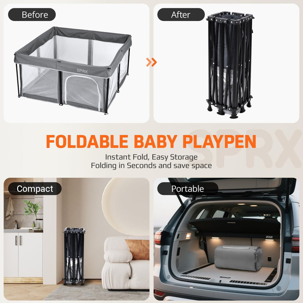 Foldable Baby Playpen with Mat and Travel Pack T772