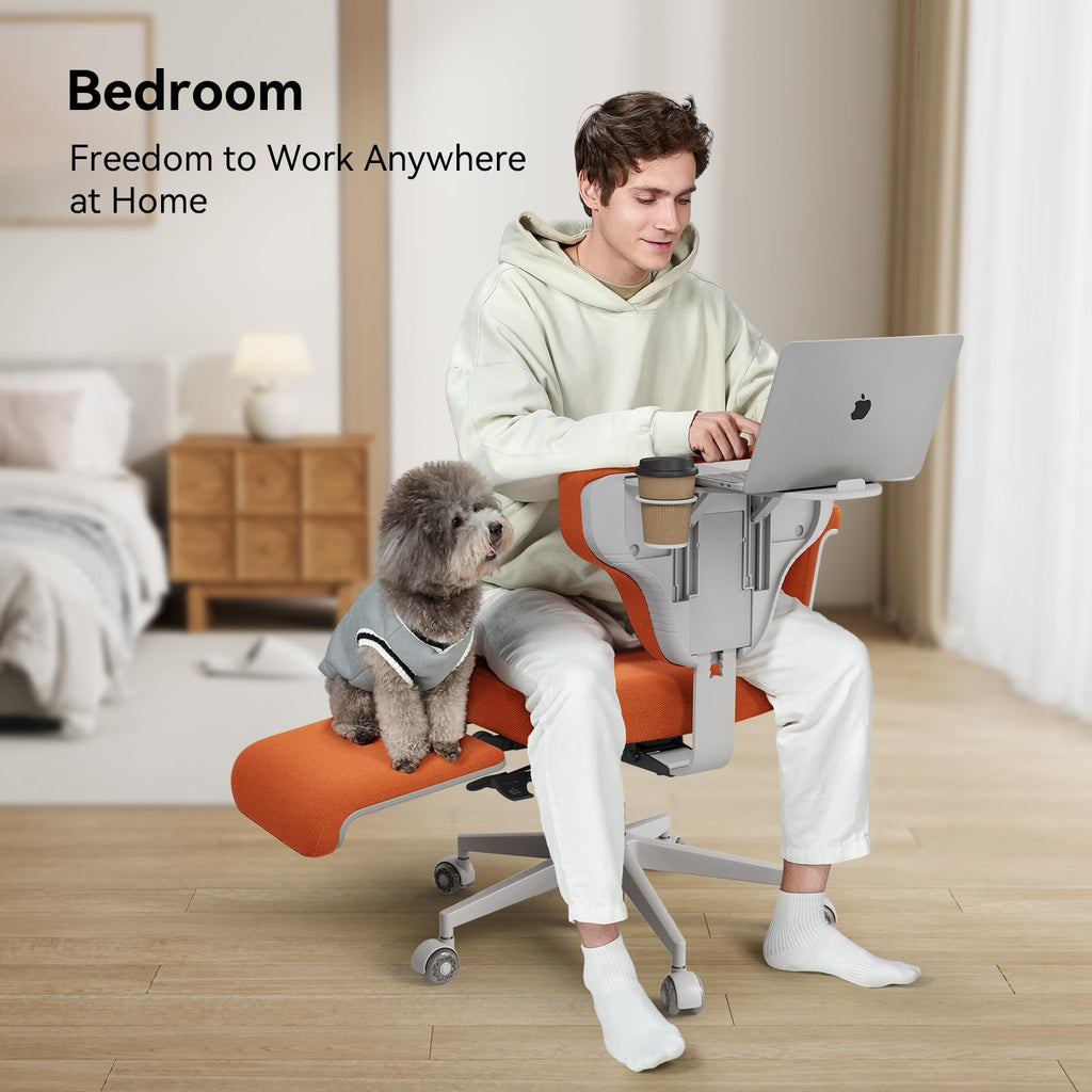 Orange Adjustable Ergonomic Office Chair with Desk Tray Q867