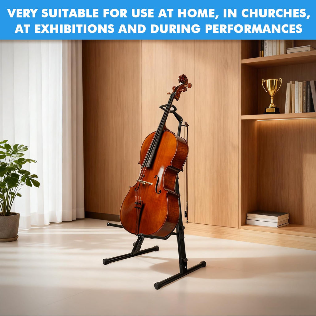 Heavy Duty Adjustable Steel Cello Stand with Bow Hook Z37534