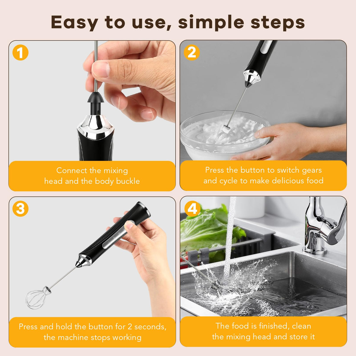 Handheld Rechargeable Milk Frother with Stand A1495