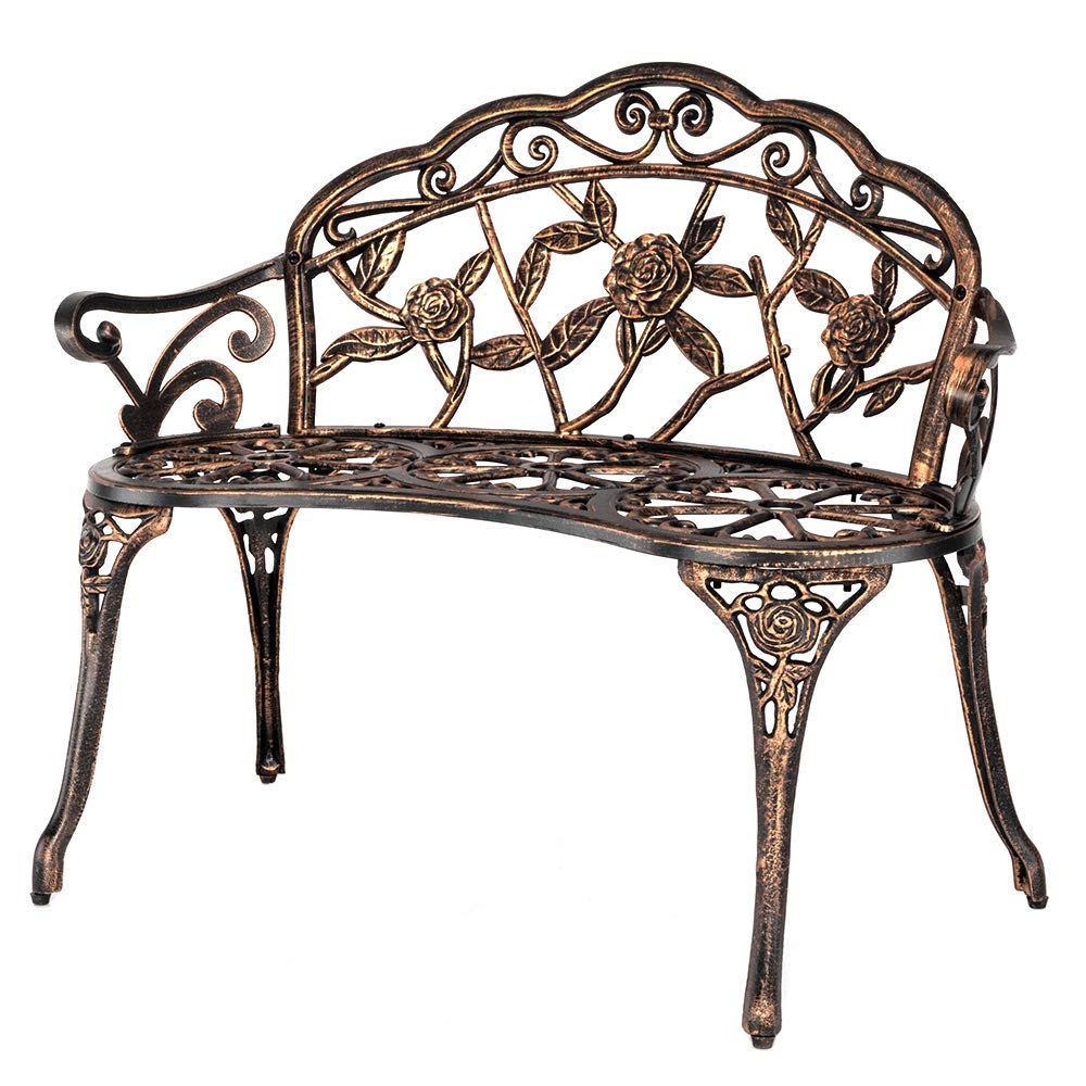 38.5" Metal Rose Bench for 2 Person Seat S705763