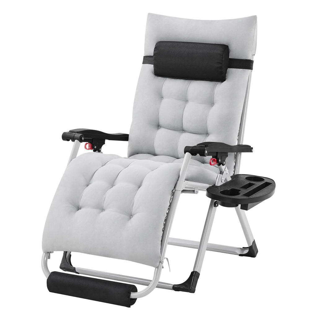 26" Gray Zero Gravity Chair with Removable Cushion F31733
