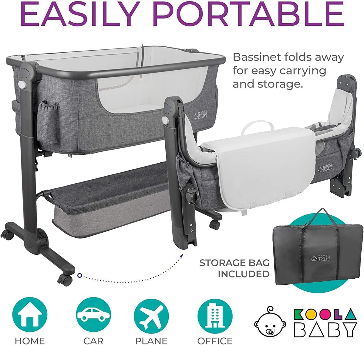 Baby Bassinet Bedside Sleeper Portable Crib with Storage Basket P85071