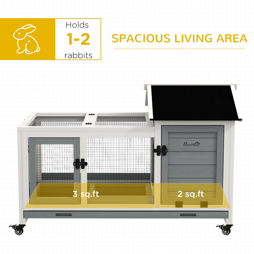 Wooden Rabbit Hutch with Wheels A423628