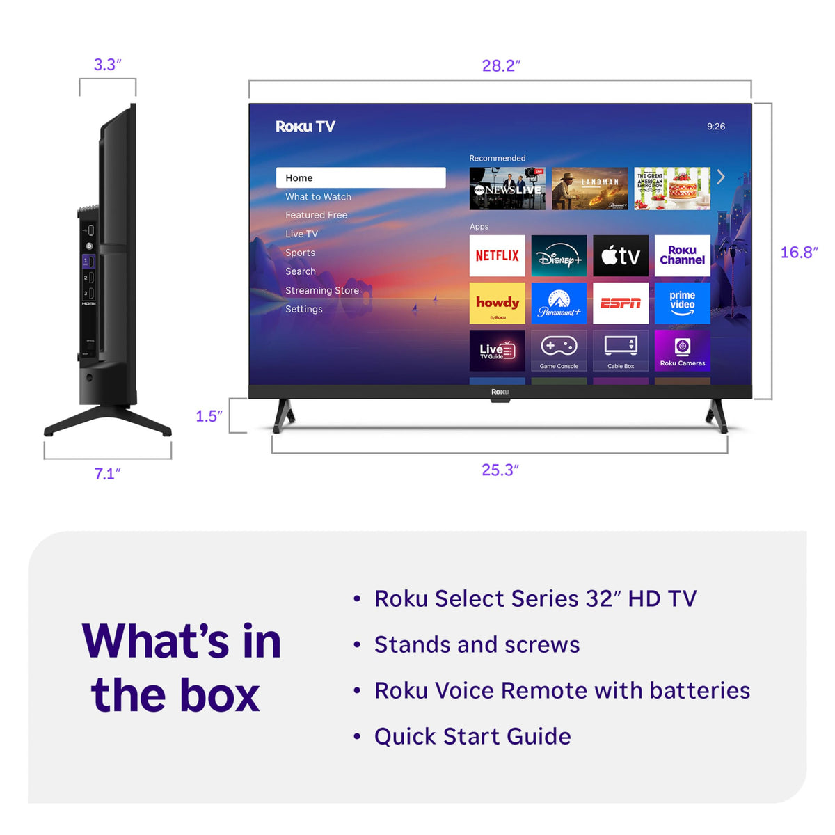 32" 720p HD LED Smart TV W2637