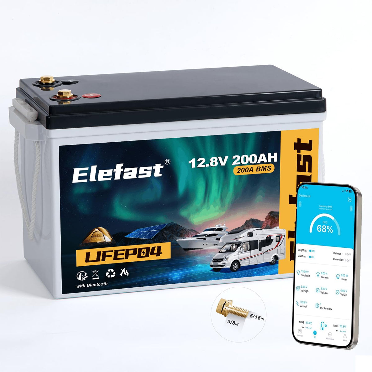 12V 200AH Lifepo4 Battery with Smart BMS & Bluetooth G987