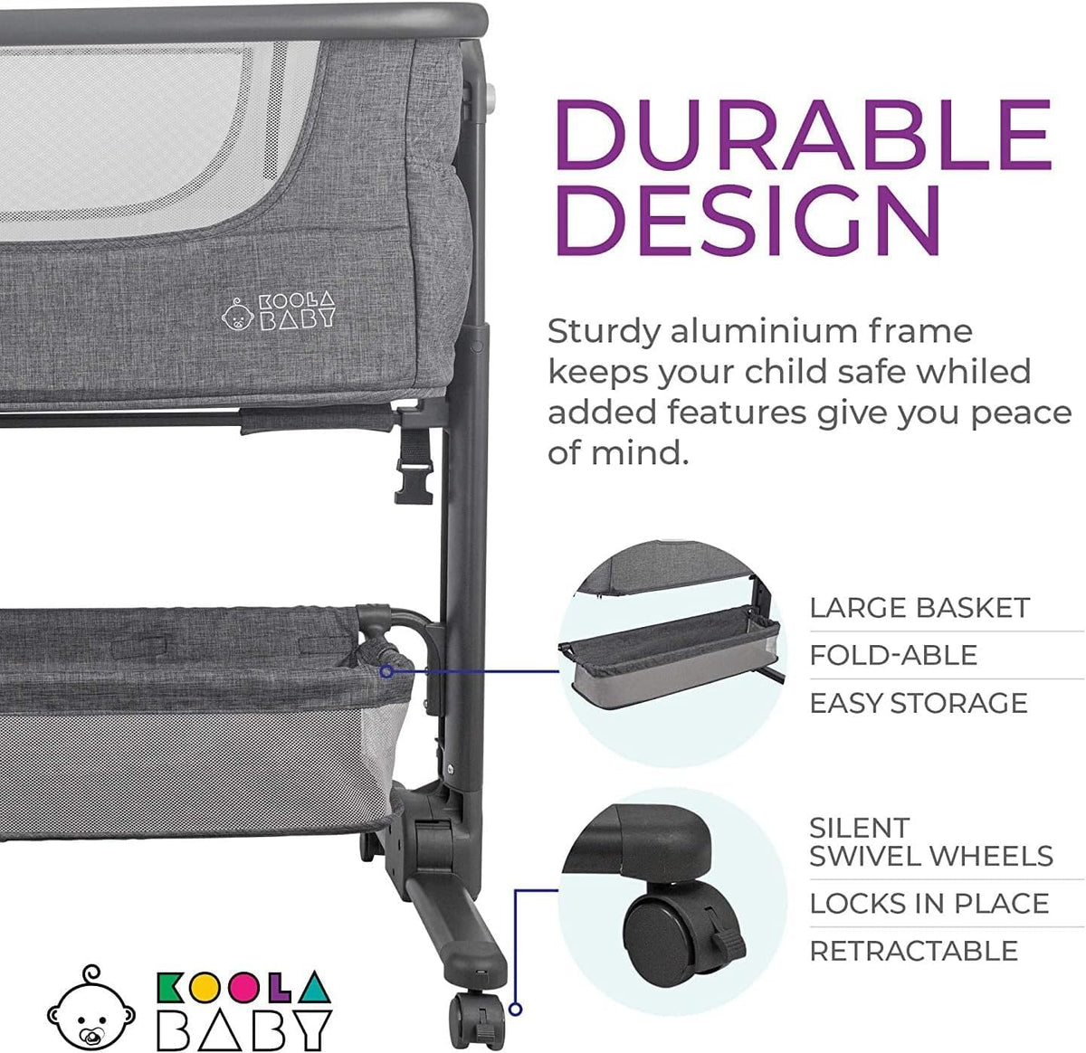 Baby Bassinet Bedside Sleeper Portable Crib with Storage Basket P85071