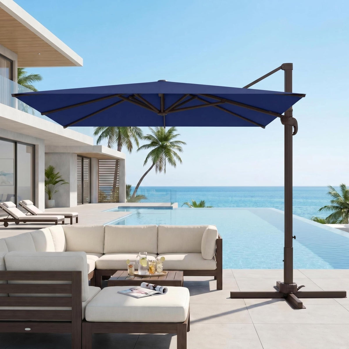 10' X 10' Aluminum Cantilever Patio Umbrella with 360-degree Rotation J1645