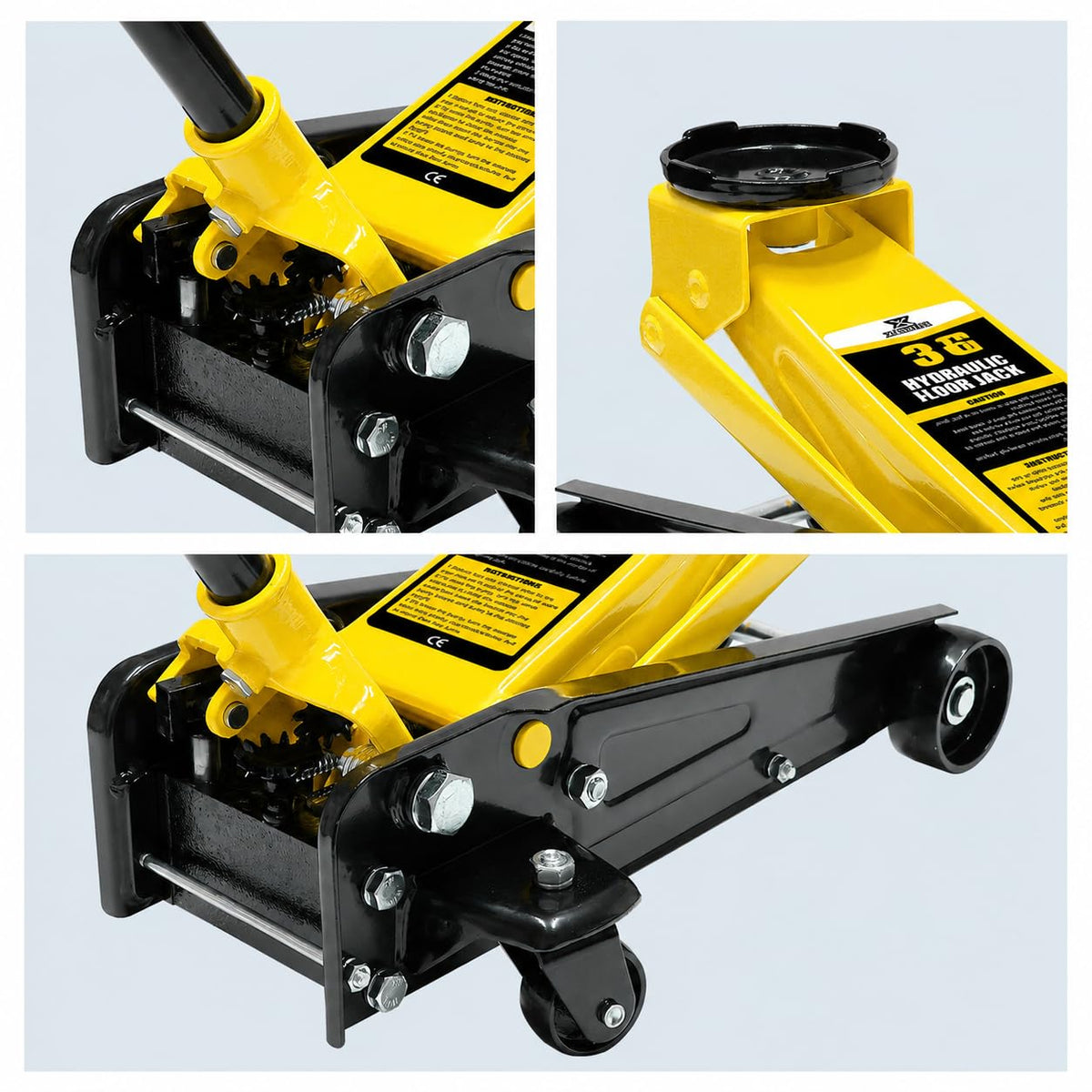 3 Ton Low Profile Steel Racing Floor Jack with Dual Pistons Quick Lift Pump O930