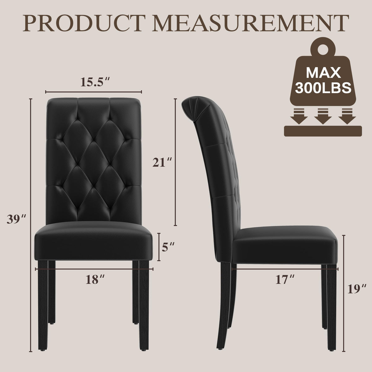 Black Upholstered Dining Chairs Set of 2 K449
