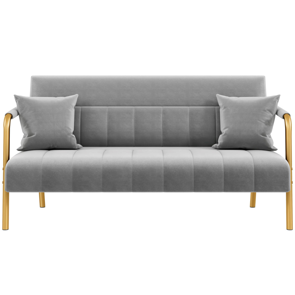 Light Gray 2 Seater Sofa with Gold-Tone Legs Q19677