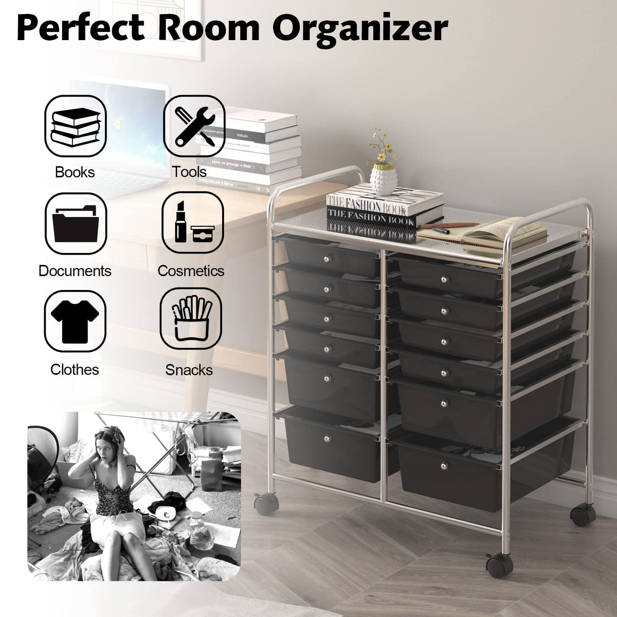12 Drawer Rolling Storage Cart C684