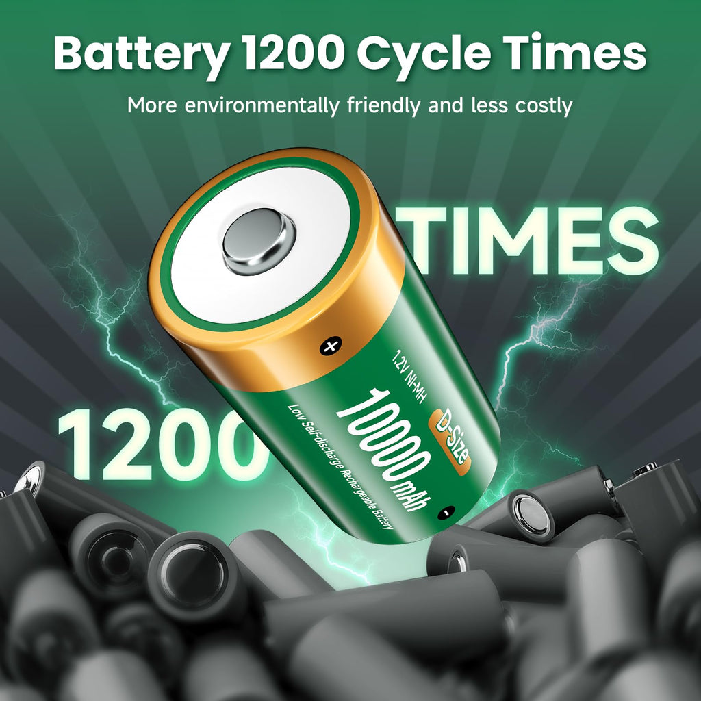 4 Pack 1.2V D Size Rechargeable Batteries G18678