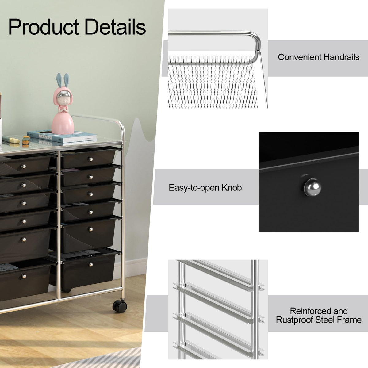 12 Drawer Rolling Storage Cart C684